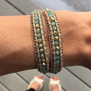 NEW Katie Soleil tan teal Wrap Bracelet